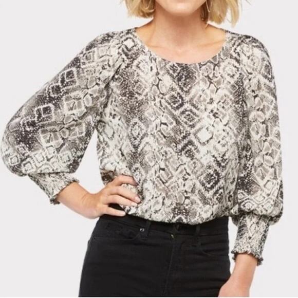 Allison Joy Evereve Snake Print Long Sleeve Blouse Gray S - Picture 3 of 7
